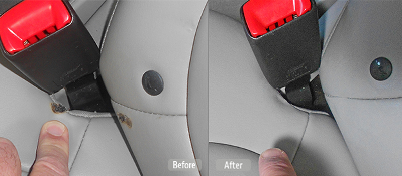 Photo Cigarette Burn In Leather Car Seat Repair Fibrenew New Zealand - How To Repair Burn In Leather Car Seat