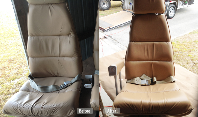 Airplane seat leather seat redye