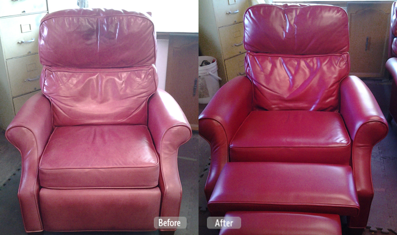Leather chair cleaning and redye